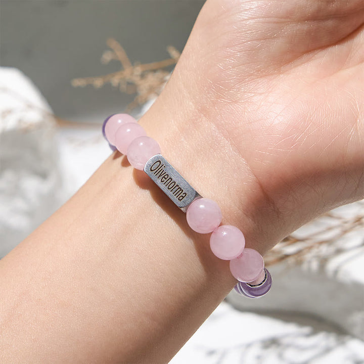 Olivenorma Natural Stone Beaded Engraved Bracelet - image 8
