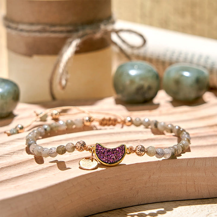 Olivenorma 4mm Natural Stone Moon Beads Bracelet - Labradorite & Moon - image 36