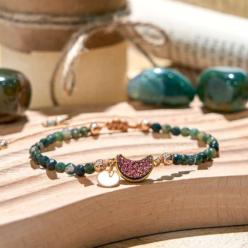 Olivenorma 4mm Natural Stone Moon Beads Bracelet - Moss Agate & Moon - image 18