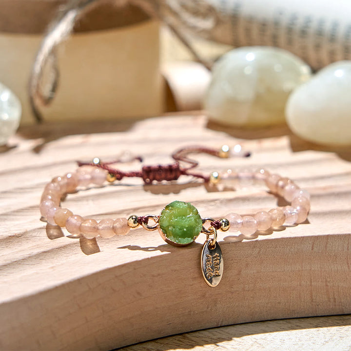 Olivenorma 4mm Natural Stone Moon Beads Bracelet - Green Aventurine - image 6