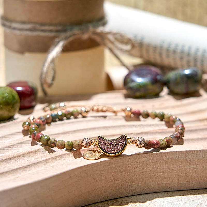 Olivenorma 4mm Natural Stone Moon Beads Bracelet - Unakite & Moon - image 42
