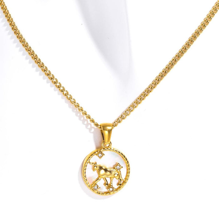 Olivenorma 12 Constellations Titanium Steel Shell Coin Necklace - Taurus - image 5