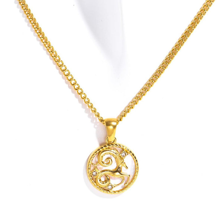 Olivenorma 12 Constellations Titanium Steel Shell Coin Necklace - Capricorn - image 13