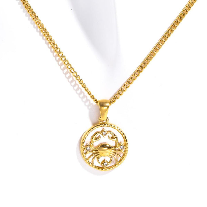Olivenorma 12 Constellations Titanium Steel Shell Coin Necklace - Cancer - image 7