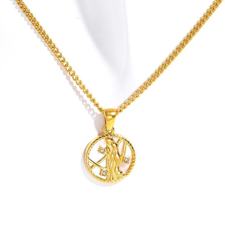 Olivenorma 12 Constellations Titanium Steel Shell Coin Necklace - Virgo - image 9