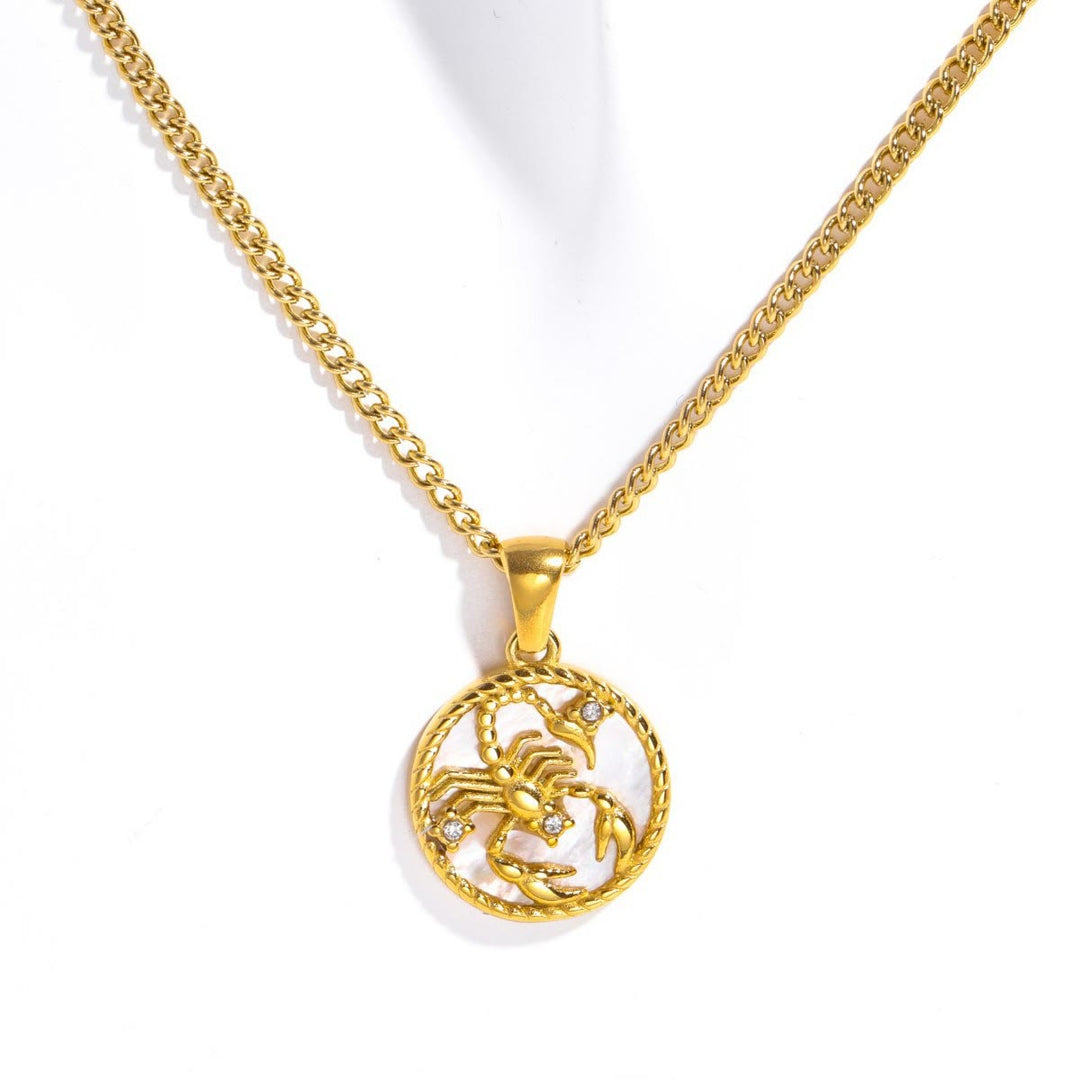 Olivenorma 12 Constellations Titanium Steel Shell Coin Necklace - Scorpio - image 11