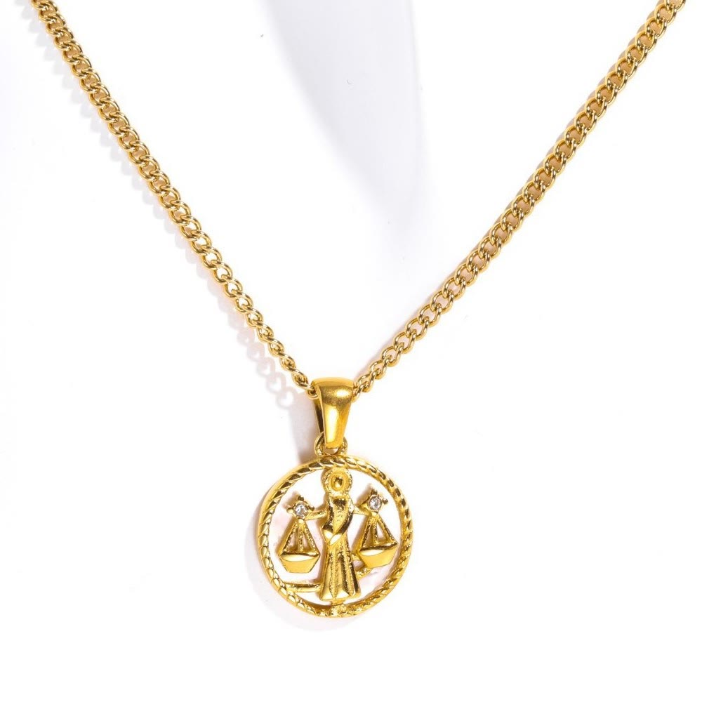Olivenorma 12 Constellations Titanium Steel Shell Coin Necklace - Libra - image 10