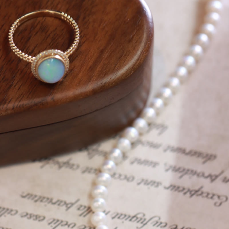 Olivenorma Oval Cut Colorful Opal With Diamonds Ring - image 5