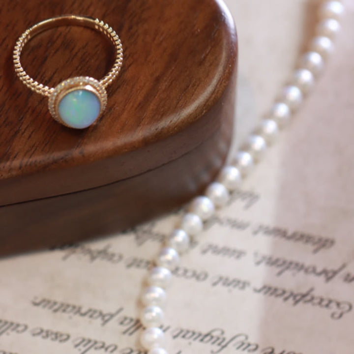 Olivenorma Oval Cut Colorful Opal With Diamonds Ring - image 5