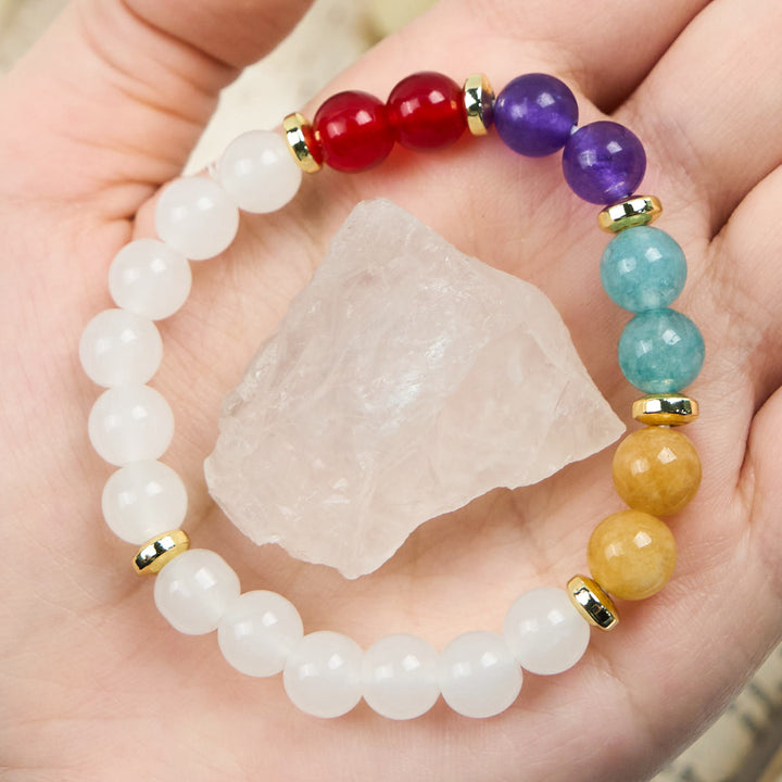 Olivenorma Natural Amethyst Aquamarine Clear Crystal Beads Bracelet - Natural Crystal - image 0