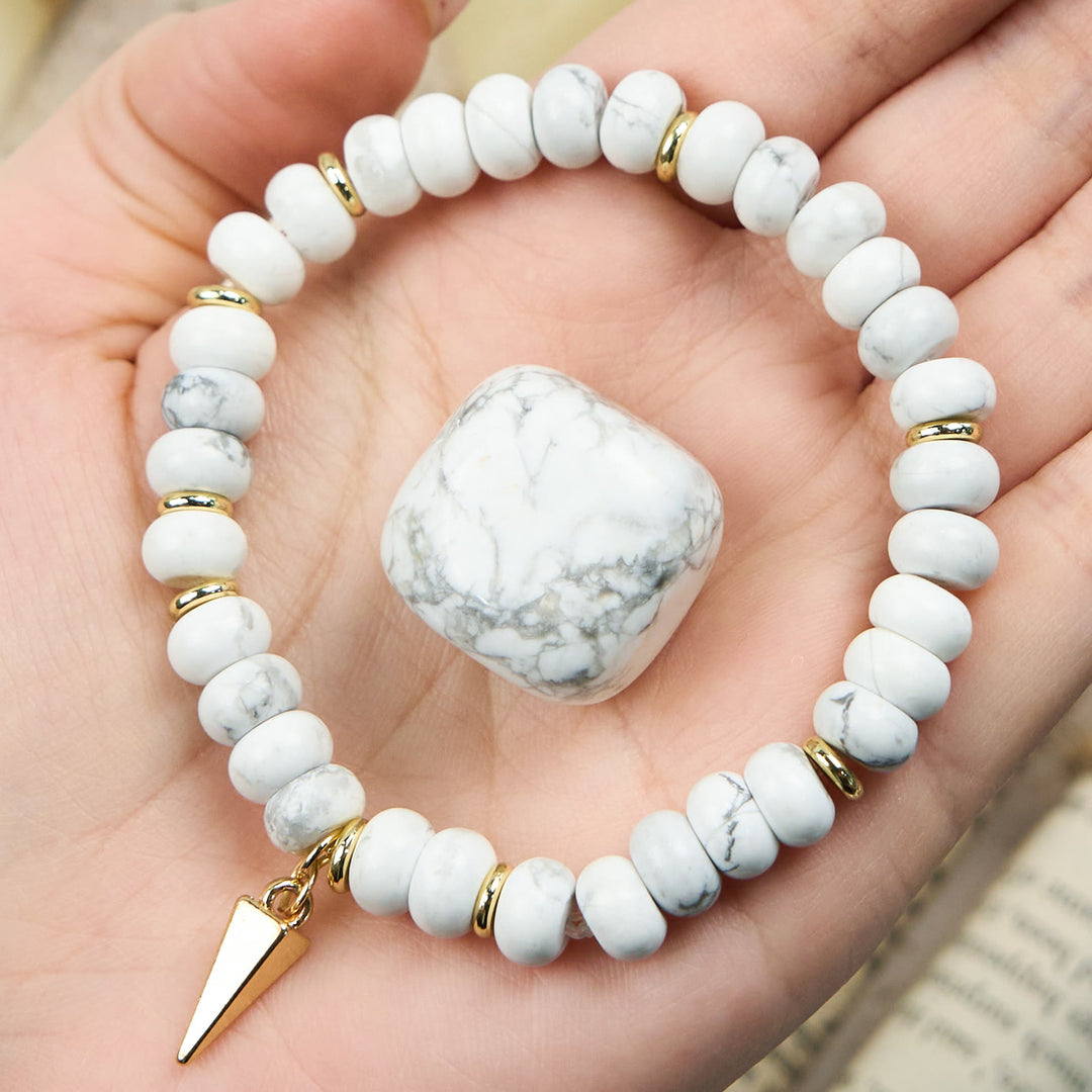 Olivenorma White Turquoise Roller Beads Triangular Pendant Bracelet - White Turquoise - image 0