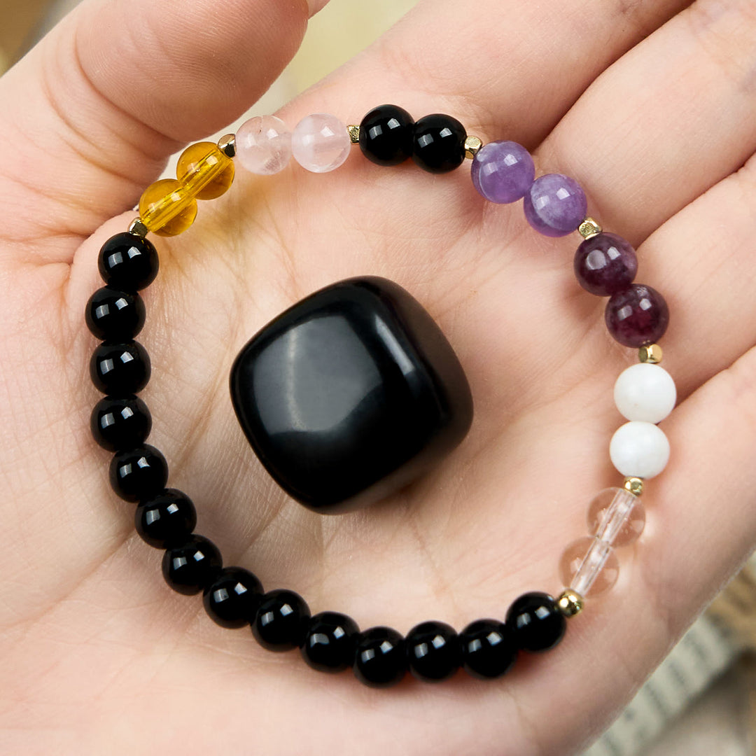 Olivenorma 6mm Natural Obsidian Crystal Beads Bracelet - image 0