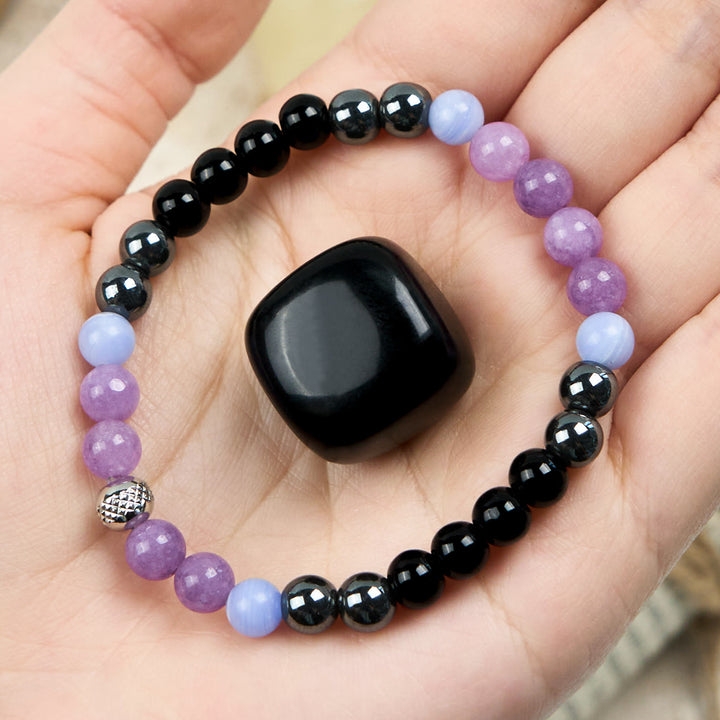 Olivenorma Natural Amethyst Hematite Obsidian Beads Bracelet - Natural Crystal - image 0
