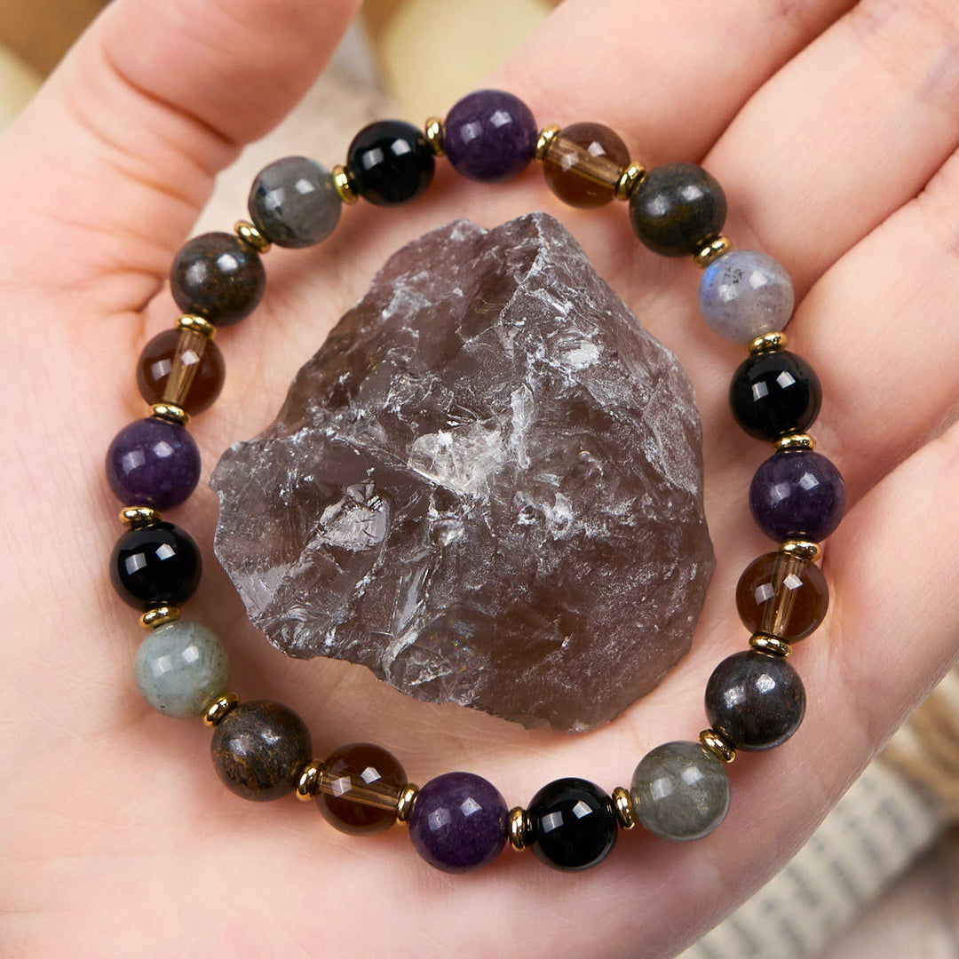 Olivenorma Natural Amethyst Black Onyx Beads Bracelet - Natural Stone - image 0