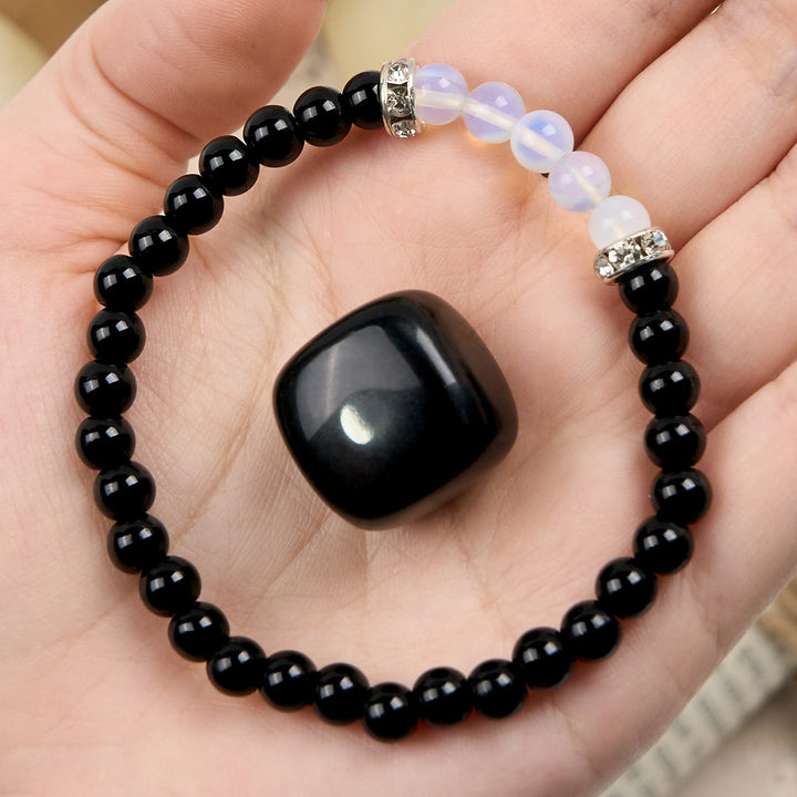 Olivenorma Natural Obsidian Opalite Beaded Bracelet - Obsidian & Opalite - image 0