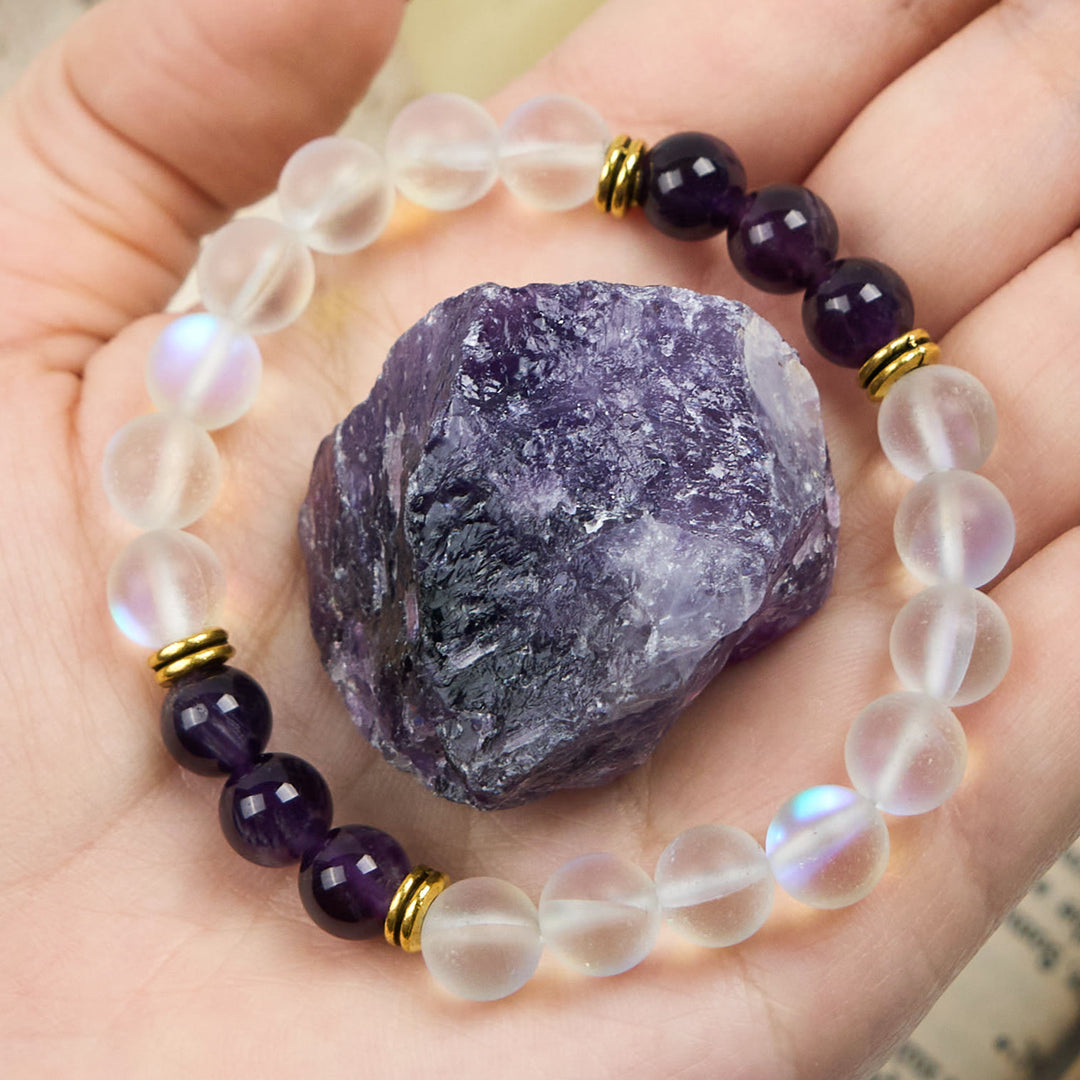 Olivenorma Frosted Glitter Angel Aura Quartz Natural Gem Bracelet - Natural Stone - image 0