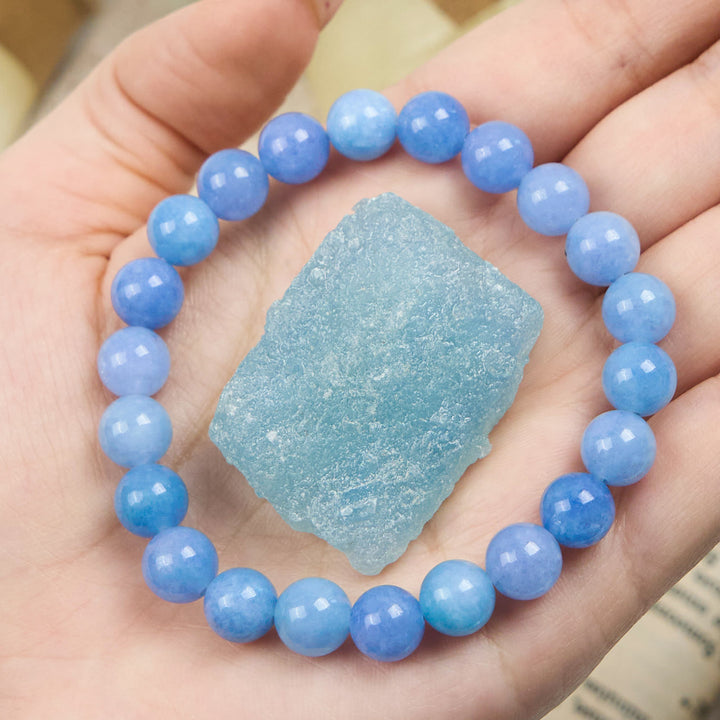 Olivenorma Natural Aquamarine Healing Gemstone Beaded Bracelet - Aquamarine - image 0