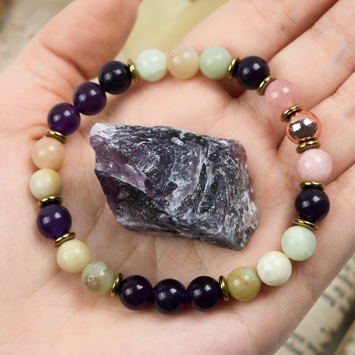 Olivenorma Natural Amethyst Amazonite Sleep Well Healing Bracelet - Natural Stone - image 0