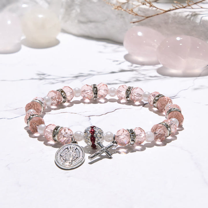 Olivenorma "Grounded In Faith" Sapphire Crystal Rosary Bracelet  - image 3