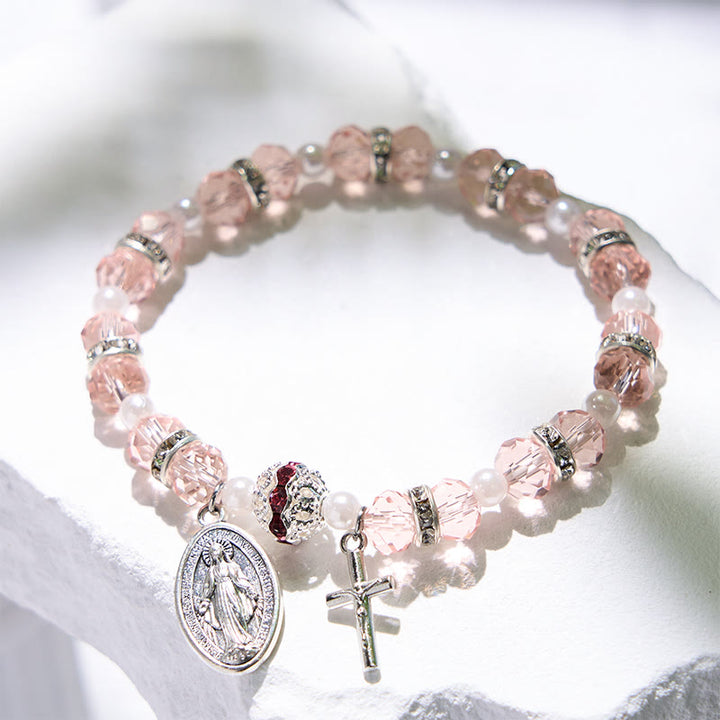 Olivenorma "Grounded In Faith" Sapphire Crystal Rosary Bracelet  - image 4