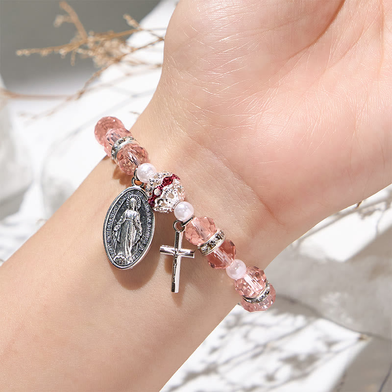 Olivenorma "Grounded In Faith" Sapphire Crystal Rosary Bracelet  - image 1
