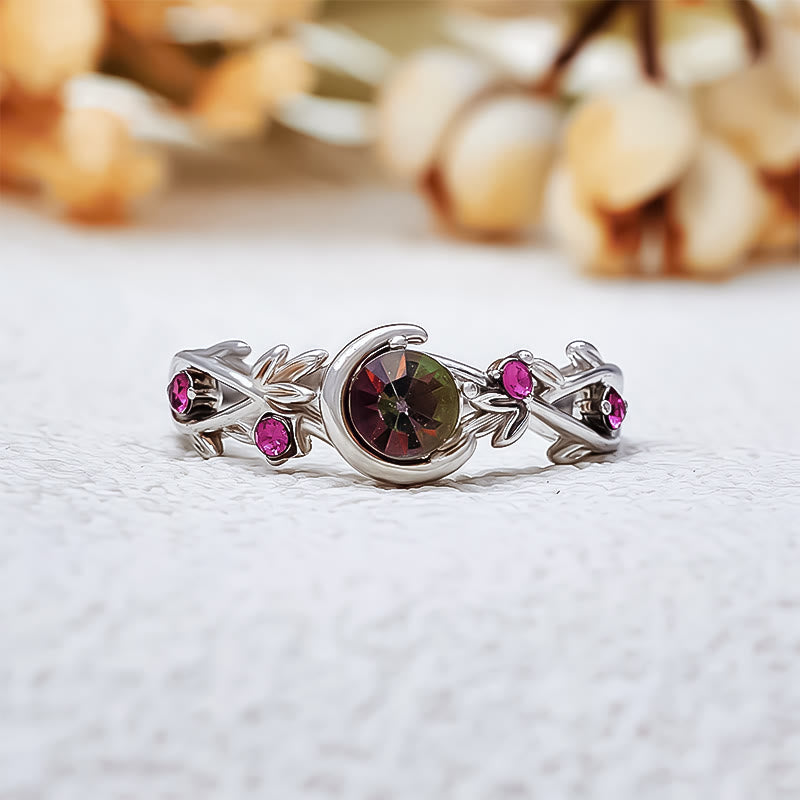 Olivenorma Moon Star Color-Change Alexandrite Branch Leaf Amethyst Engagement Ring - Silver - 10 - image 0