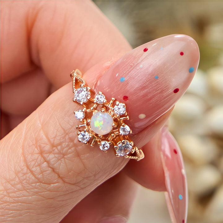 Olivenorma "Snowflake" Natural Opal White Zircon Ring - image 3