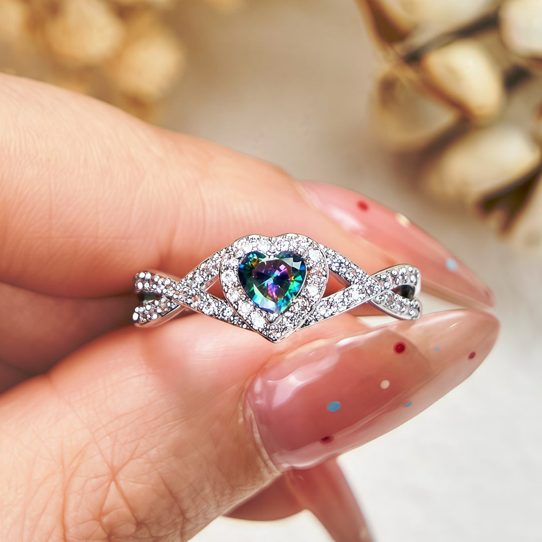 Olivenorma Heart Shaped Alexandrite Infinity Cross Shape Ring - image 2