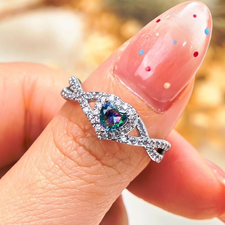 Olivenorma Heart Shaped Alexandrite Infinity Cross Shape Ring - image 3