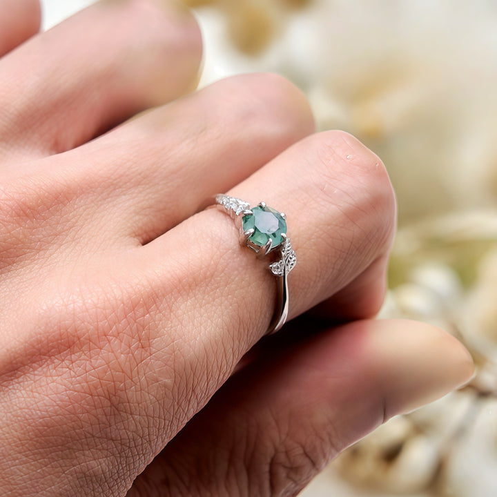 Olivenorma Natural Moss Agate Leaf Wrap Ring - image 1