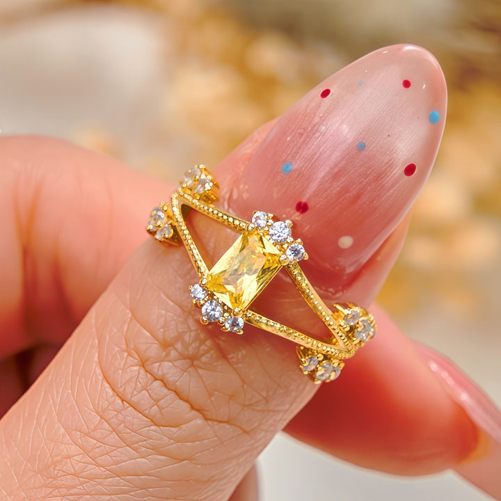 Olivenorma Exquisite Vintage Baguette Cut Citrine Ring - image 3