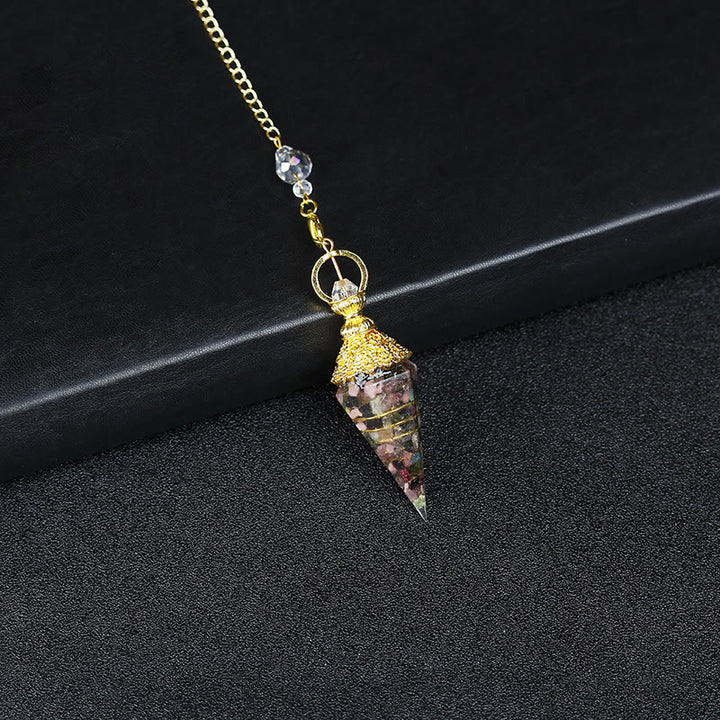 Olivenorma Natural Crystal Resin Hexagonal Pyramid Pendulum - Tourmaline - image 39
