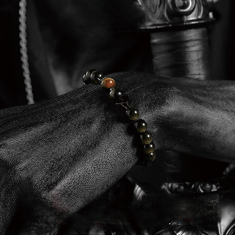 Olivenorma Dark Moon Harsh Sun Obsidian Beaded Bracelet - image 8