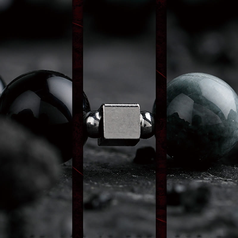 Olivenorma Dark Moon Harsh Sun Obsidian Beaded Bracelet - image 3