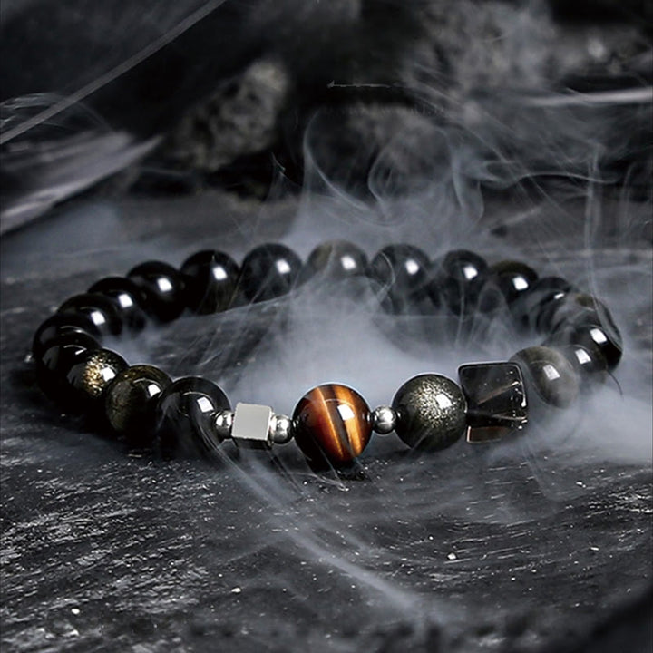 Olivenorma Dark Moon Harsh Sun Obsidian Beaded Bracelet - Harsh Sun - 8mm - 18cm - image 7