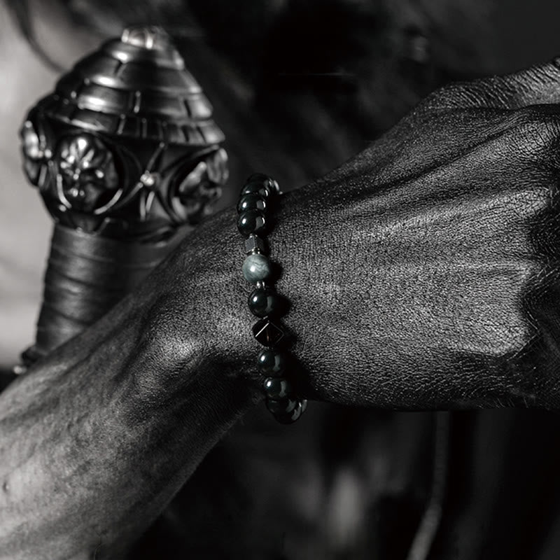 Olivenorma Dark Moon Harsh Sun Obsidian Beaded Bracelet - image 1