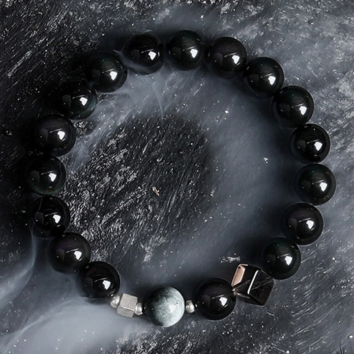 Olivenorma Dark Moon Harsh Sun Obsidian Beaded Bracelet - image 6