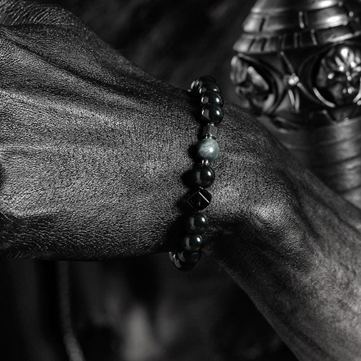 Olivenorma Dark Moon Harsh Sun Obsidian Beaded Bracelet - image 2