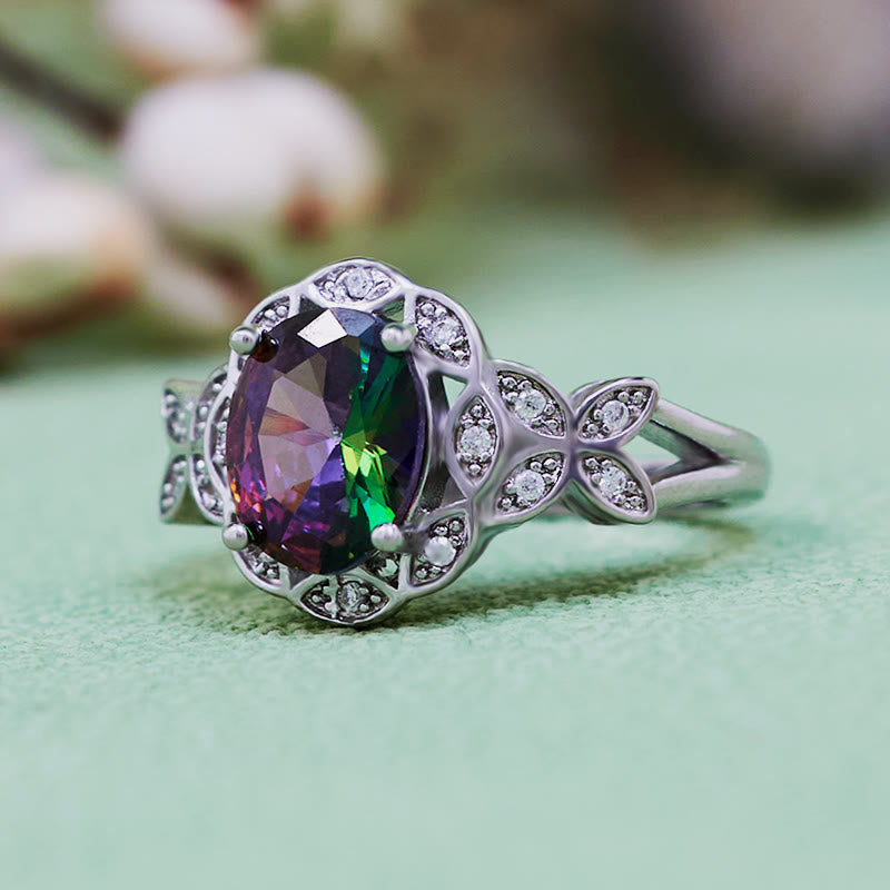 Olivenorma Natural Colorful Alexandrite Butterfly Carved Ring - image 3