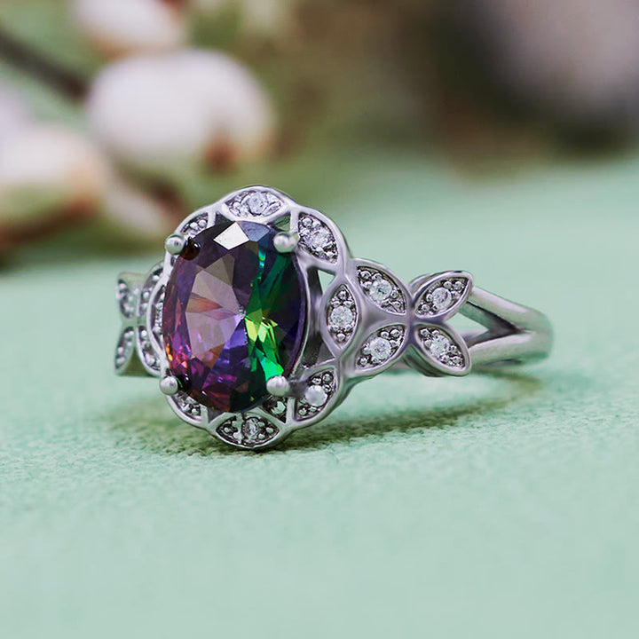 Olivenorma Natural Colorful Alexandrite Butterfly Carved Ring - image 3