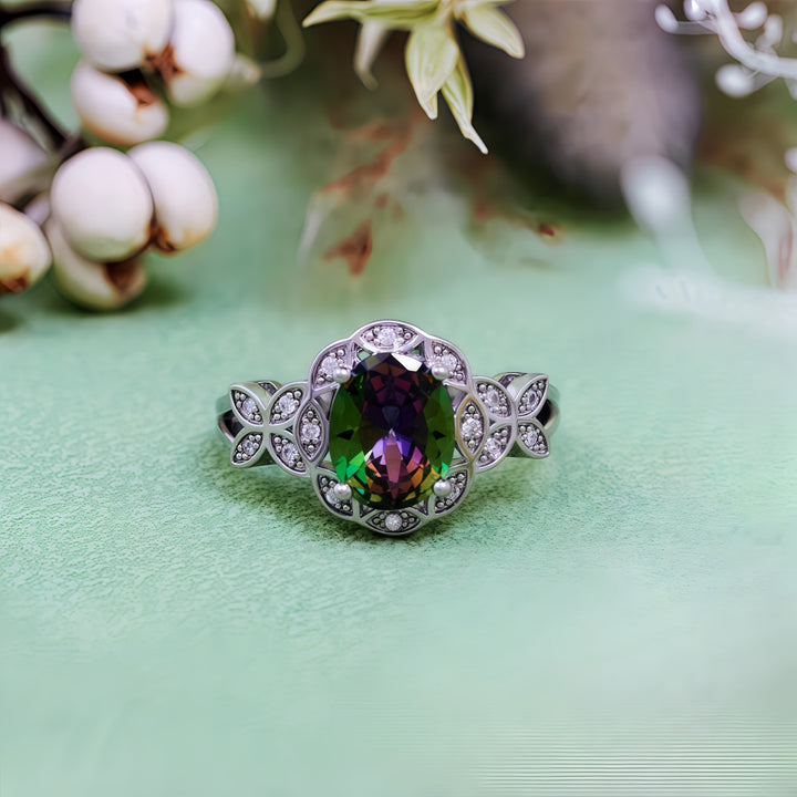 Olivenorma Natural Colorful Alexandrite Butterfly Carved Ring - image 5