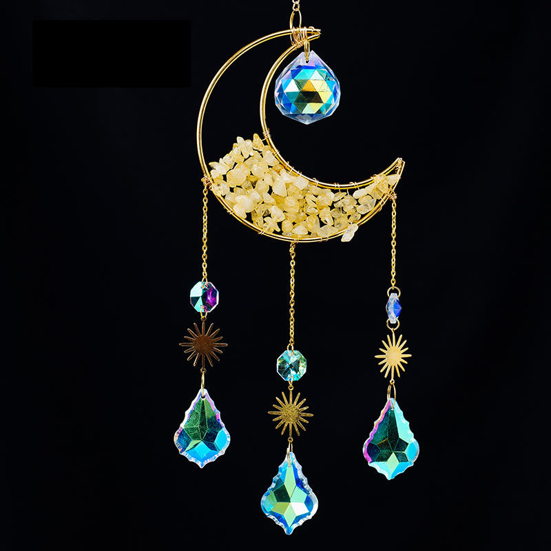 Olivenorma Crystal Gravel Crescent Sun Catcher Pendant Wind Chime - Citrine - image 4