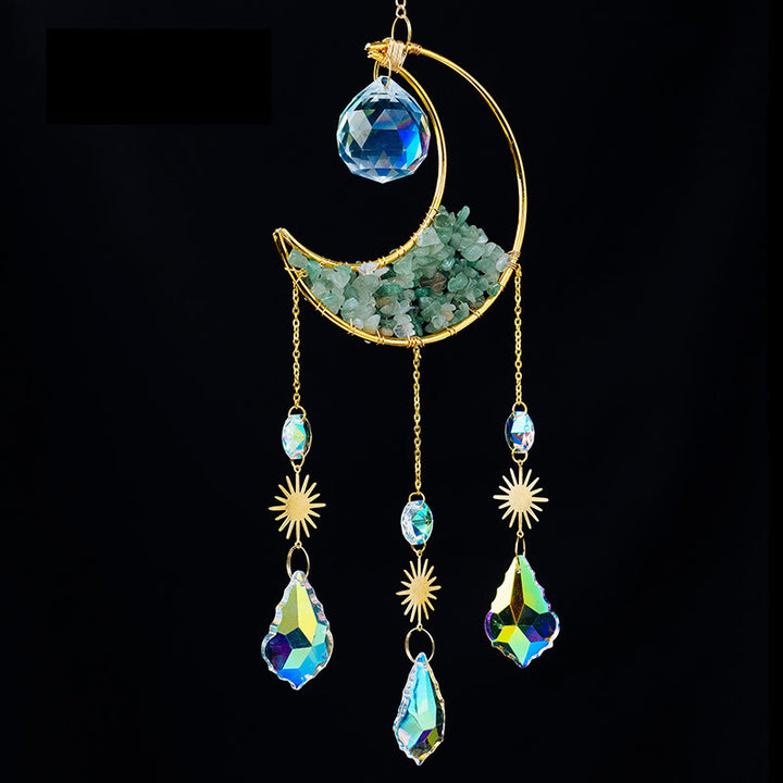 Olivenorma Crystal Gravel Crescent Sun Catcher Pendant Wind Chime - Green Aventurine - image 8
