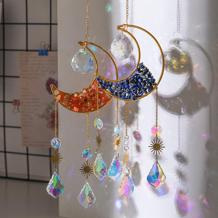 Olivenorma Crystal Gravel Crescent Sun Catcher Pendant Wind Chime - image 1
