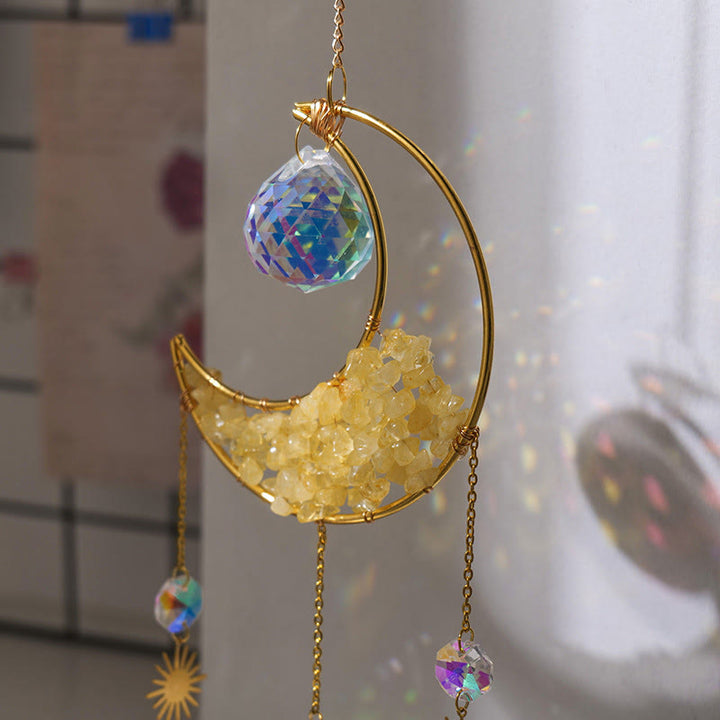 Olivenorma Crystal Gravel Crescent Sun Catcher Pendant Wind Chime - image 5