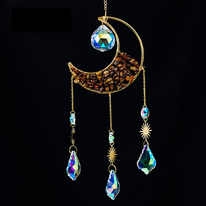 Olivenorma Crystal Gravel Crescent Sun Catcher Pendant Wind Chime - Tiger Eye - image 20