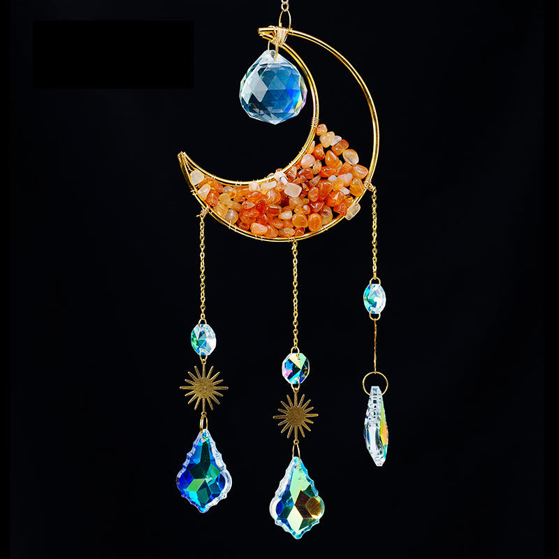 Olivenorma Crystal Gravel Crescent Sun Catcher Pendant Wind Chime - Sun Stone - image 18