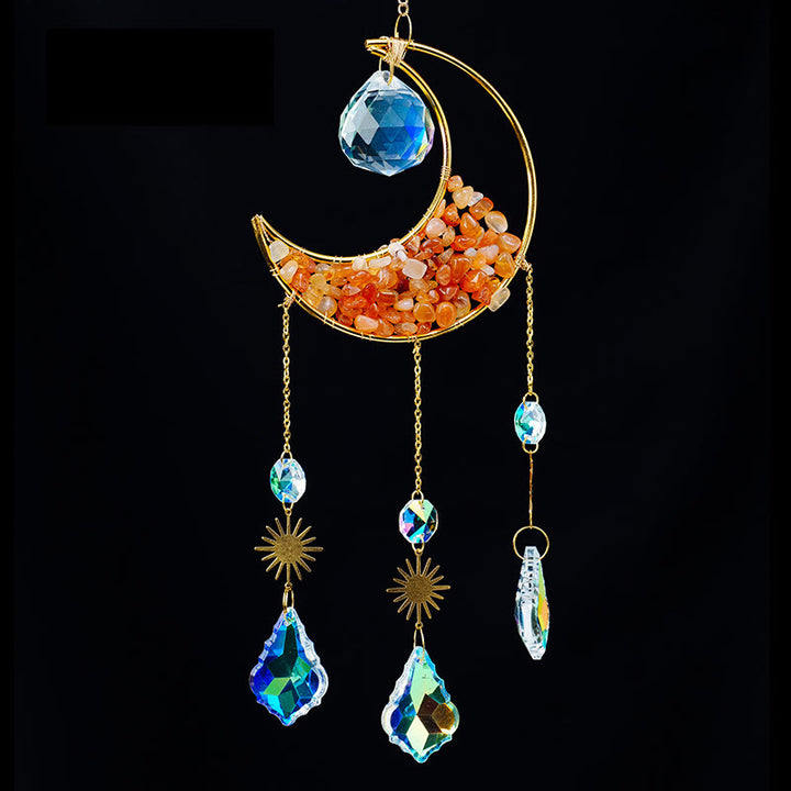 Olivenorma Crystal Gravel Crescent Sun Catcher Pendant Wind Chime - Sun Stone - image 18