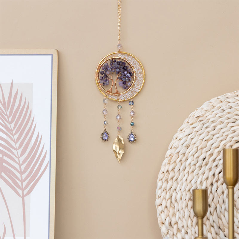 Olivenorma Tree of Life Amethyst Leaf Pendant Wind Chime - image 3