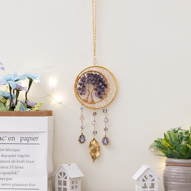 Olivenorma Tree of Life Amethyst Leaf Pendant Wind Chime - image 5